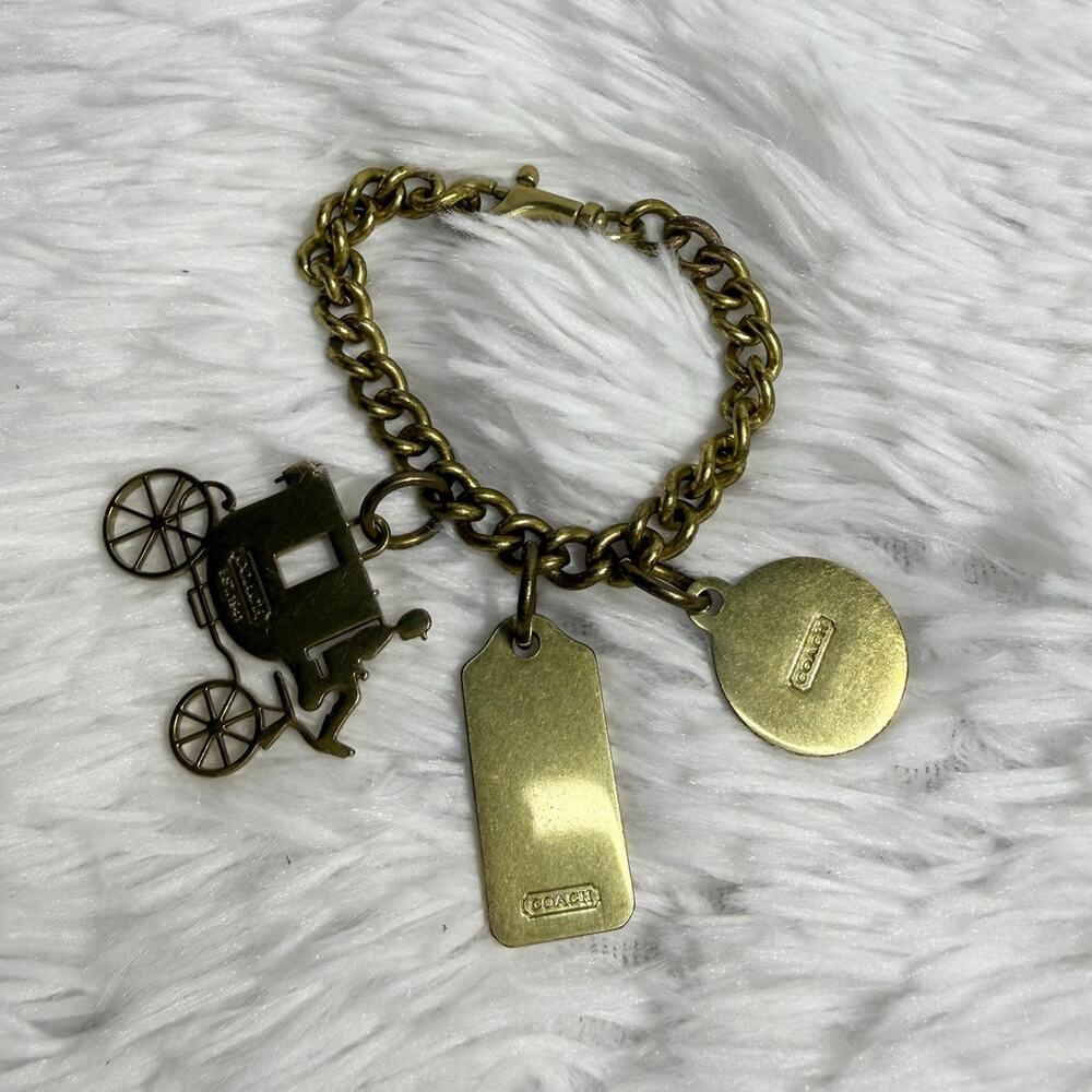 Vintage Coach Metal Horse and Carriage Bag Charm Keychain Key Fob - Picture 2 of 2